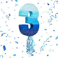 BLUE PANDA Pull String Pinata Number 5, Ombre Blue - Number 3