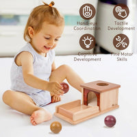 Adena Montessori Object Permanence Box with Tray Three Balls - Natural Wood - image 3