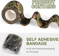 24 Pack Camo Self Adhesive Wrap, 2” x 5 Yards Vet Wrap Cohesive Camo Grip Tape Medical Wrap Self Adherent for Ankle, Wrist Sprains, Pet First Aid