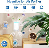 Plug In Air Ionizers - Negative Ion Technology Air Purifier - Quiet Operation Air Freshener for Home, Bedroom, Office, Garage Room - Portable Air Purifiers Odor,Pets Smell - Air Cleaner White (4 Pack）