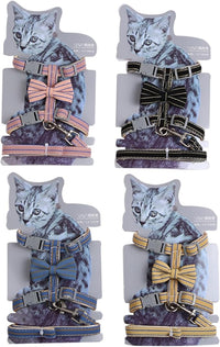Butterfly Bow Tie Cat Harness and Leash Set - Adjustable, Escape-Proof, Breathable Kitten Vest with Cute Design for Small Cats & Indoor/Outdoor Safety Black S