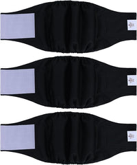 CuteBone Dog Diapers Male Washable Belly Band for Male Dogs Wraps Black 3pcs a Pack DM44S