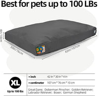 Sytopia 42-Inch Canvas Indestructible Outdoor Dog Bed, Waterproof & Washable Removable Cover, Ideal for Medium & Large Dogs, Chew-Proof Great for Indoor, Outdoor, Crate, Patio Use (Dark Grey)
