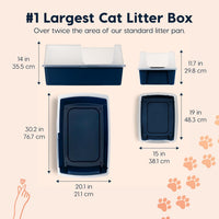 IRIS USA XX-Large High Sided Cat Litter Box, Scatter Shield - XXL Side Entry / Navy - image 2