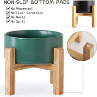Petygooing 28 OZ Green Elevated/Raised Ceramic Dog Bowl for Small and Medium Breeds, Dog Food Water Dish with Stand,Pet Feeding Bowl with Anti Slip Rubber for Cats Small and Medium Dogs (3.6 Cups)