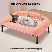 Veehoo Elevated Dog Bed with Bolster Cushion - Pink / 36.0"L x 28.0"W x 8.3"Th - image 4