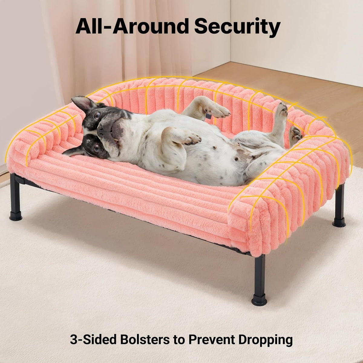 Veehoo Elevated Dog Bed with Bolster Cushion - Pink / 36.0"L x 28.0"W x 8.3"Th - image 4