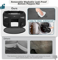 PETSFIT Portable Dog Playpen 36", Removable Waterproof Mat - Black / Large (45.5"x45.5"x28.5") - image 2
