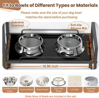 Elevated Dog Bowl Stand with Toy Bin Basket - Black&brown / 2"-22"H/ 18.9"Dx9.45"W - image 3