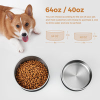 Dog Bowl, Stainless Steel Food and Water Bowl - 64 oz / Black - image 2