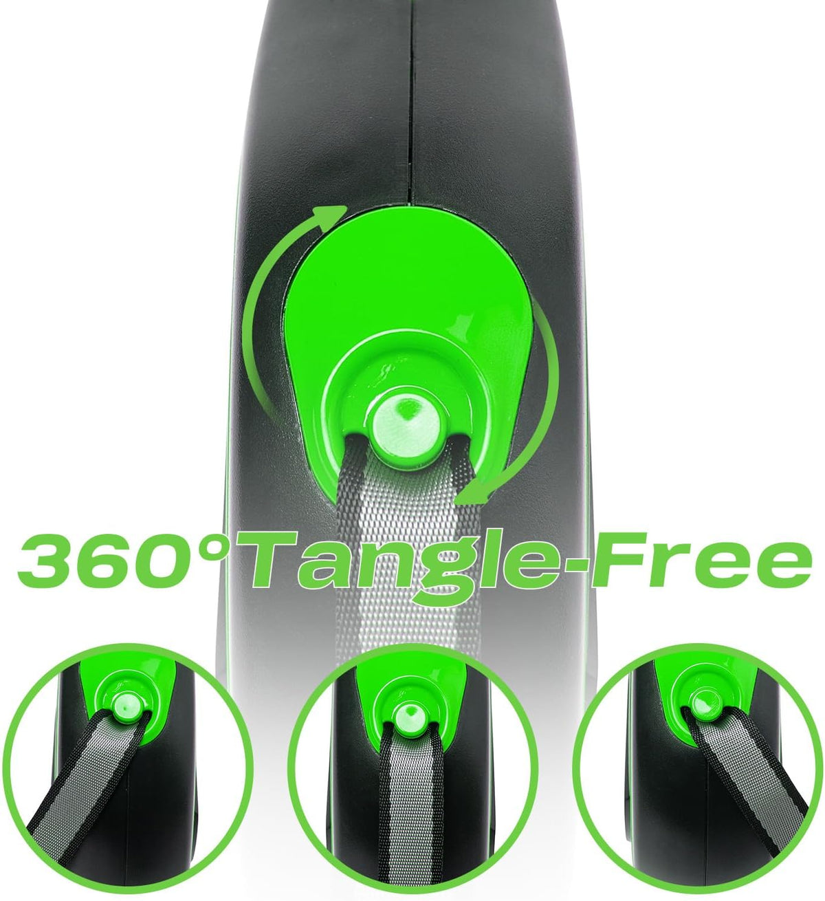 Retractable Dog Leash, 26ft Dog Leash for Small Medium Large Dogs Up to 110lbs, 360° Tangle-Free - 16 ft / Black Green - image 2