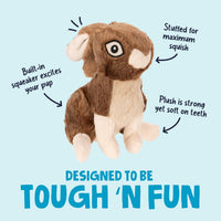 goDog Amphibianz Gecko Squeaky Plush Dog Toy - Wildlife Rabbit (Brown) / Large - image 2