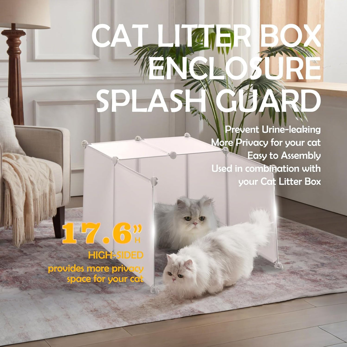 MEEXPAWS Cat Litter Box Enclosure, Splash Guard - XXL - L27.9"×W27.9"×H31.5" - image 2
