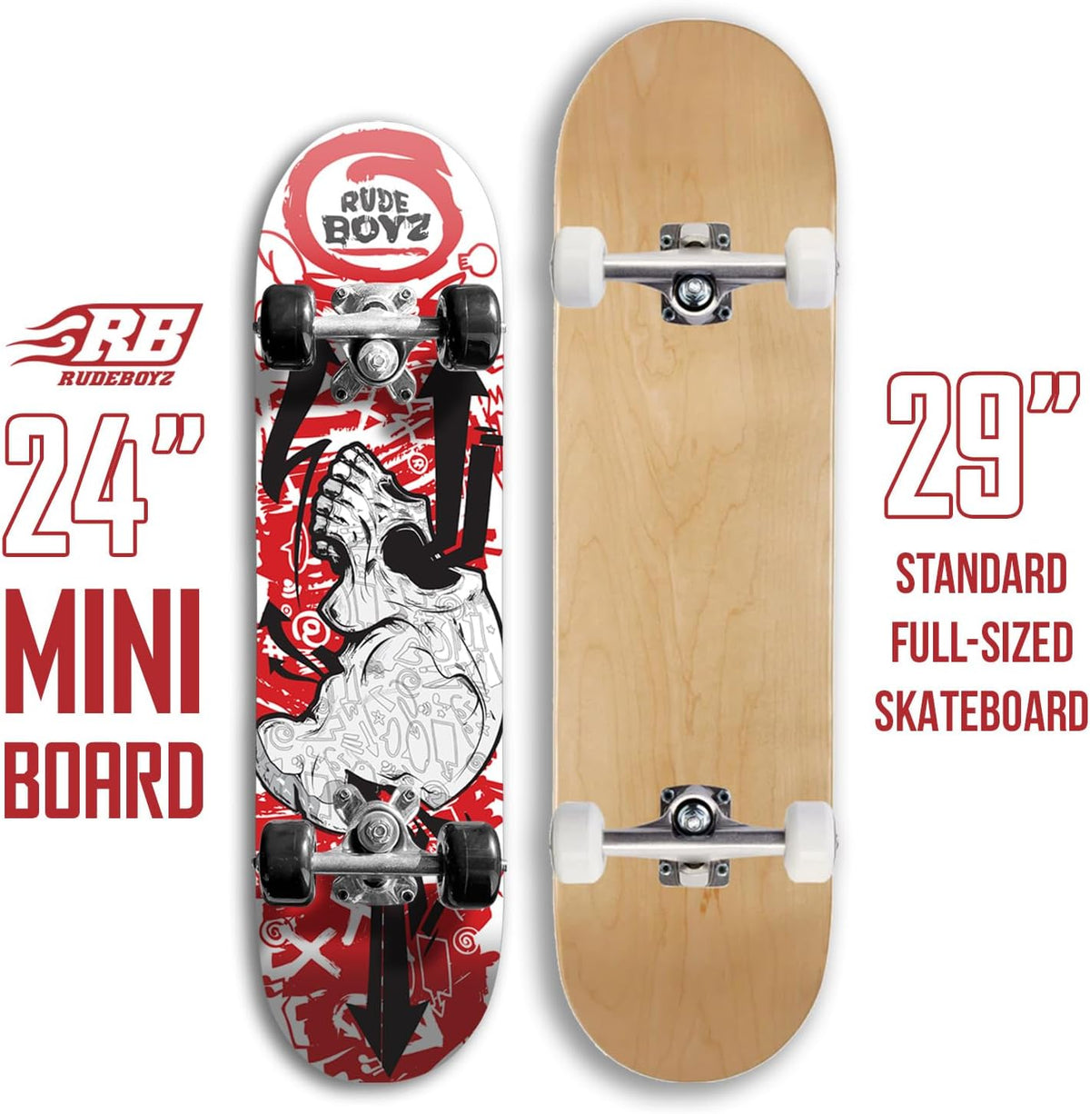 Rude Boyz 24 inch mini cruiser skateboard for kids with aluminium trucks - view 13