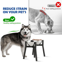 Dog Bowl Stand for Medium & Large Dogs, Adjustable Width 7-10.7" - Height: 11", Width: 7-10.6" / 2-in-1 Black - image 2