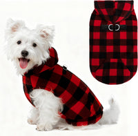 Fleece Dog Hoodie with Pouch, Green S – Essentials for Dogs - Medium / Buffalo Check