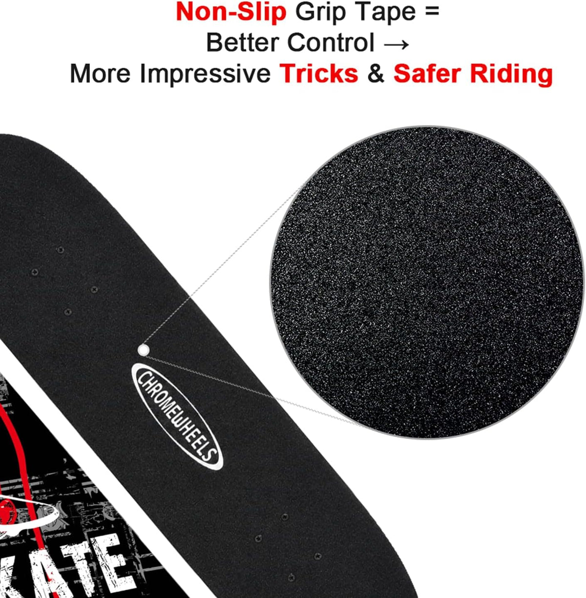 ChromeWheels 31 inch Skateboard Double Kick Skate Board Cruiser - Black - image 3