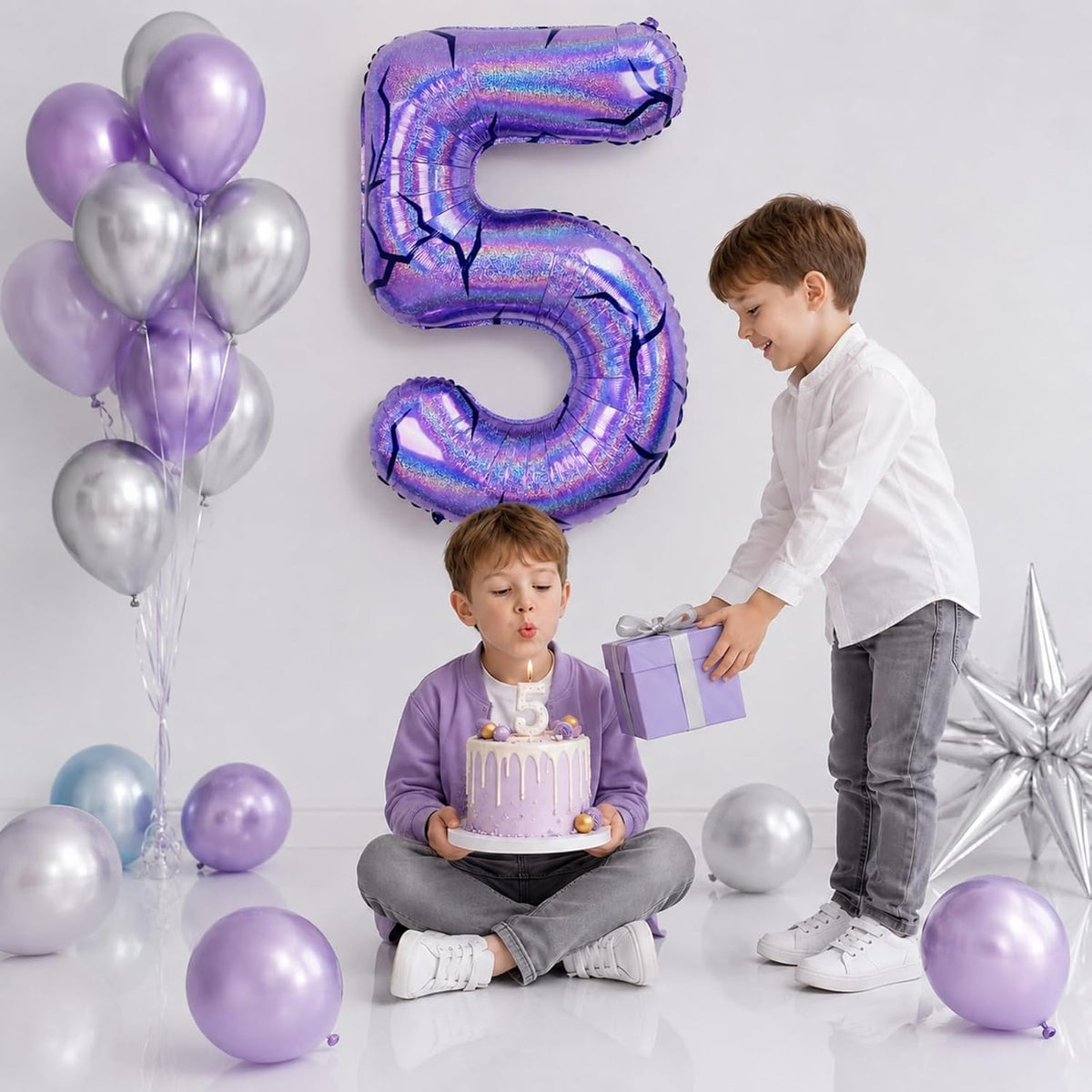 40'' Purple K-pop Number 5 Balloon for Girl 5th Birthday Party - Purple / Number 5 - XXL - image 4
