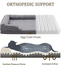 Bedfolks Orthopedic Dog Bed, Waterproof Dog Sofa Bed for Extra Large Dogs, Egg Foam Pet Couch Bed with Removable Washable Cover and Nonslip Bottom, Dark Grey