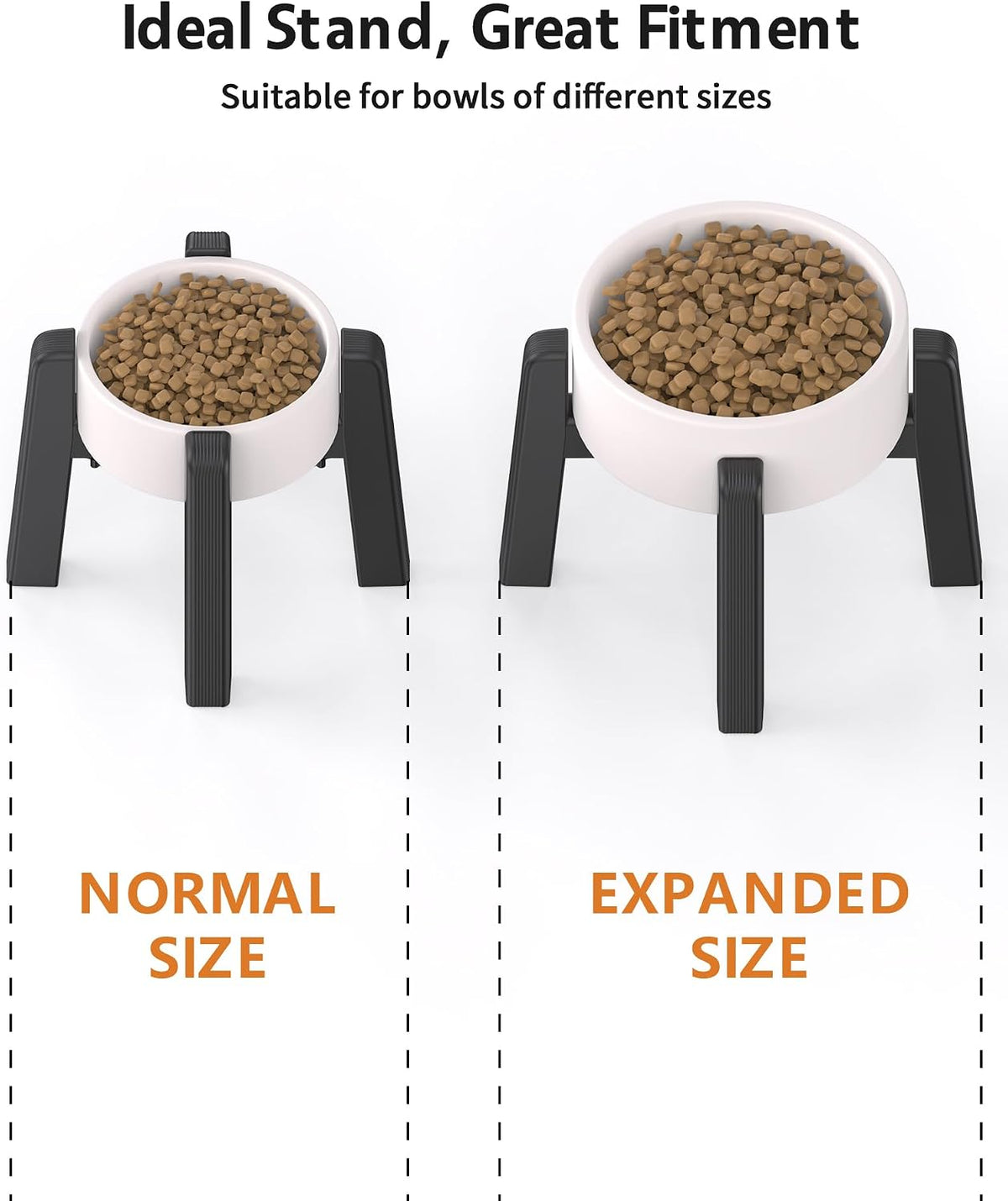 Dog Bowl Stand with Adjustable Height and Width [Stand Only] – Essentials for Dogs - 1 Pack For Bowl / H: 6.3''; W: 6.1-10.4'' - image 4