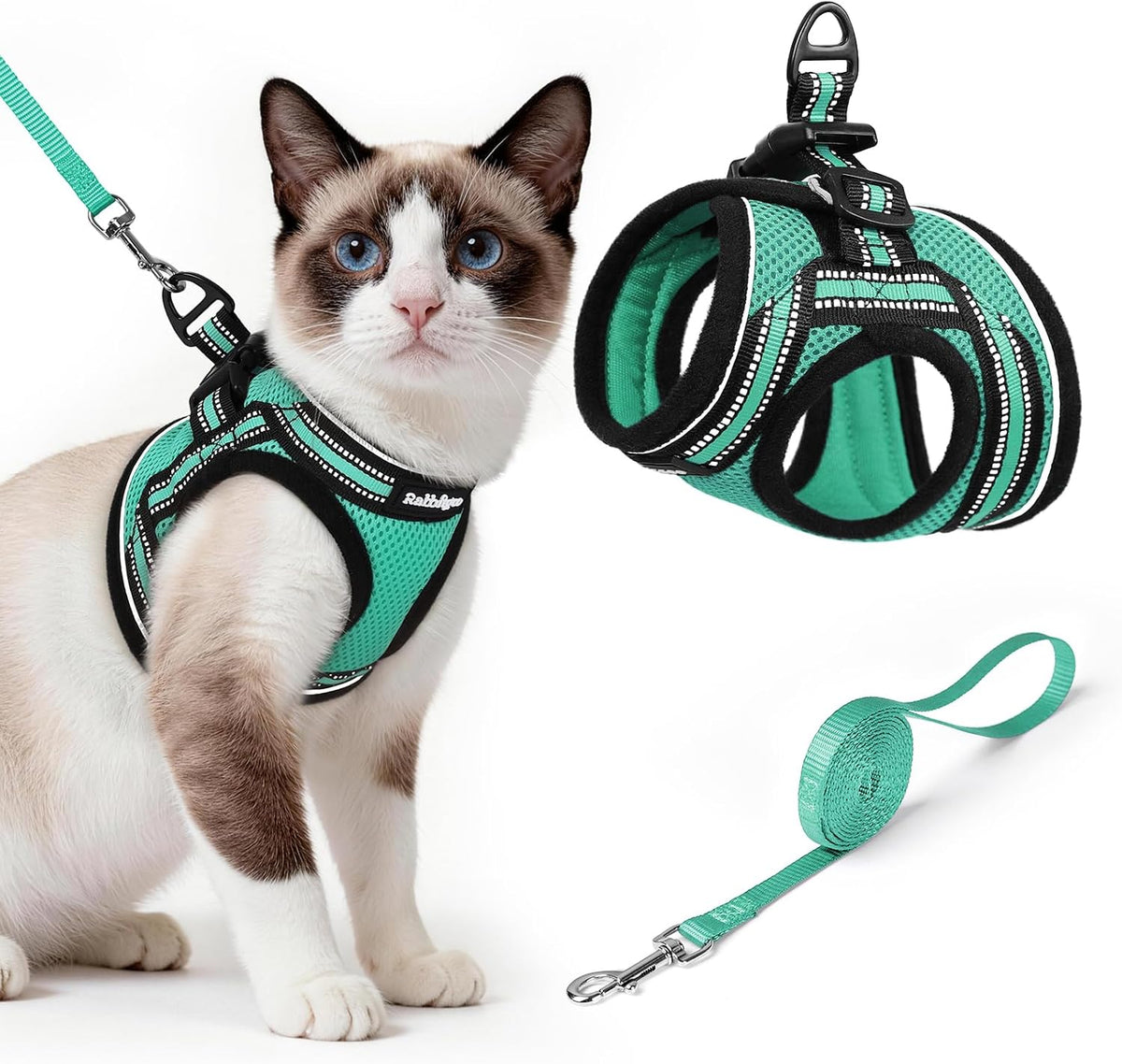rabbitgoo Cat Harness and Leash Set, Step-in Soft Vest - L / Green