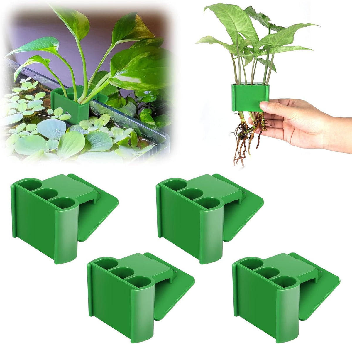 2 Pk Upgraded Aquarium Plant Holder - Green 4