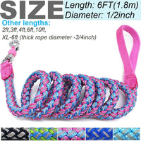 Reflective Dog Leash 2/3/4/6/10ft Braided 1/2" Strong Nylon Rope – Essentials for Dogs - 6ft * 1/2" / Pink - image 3