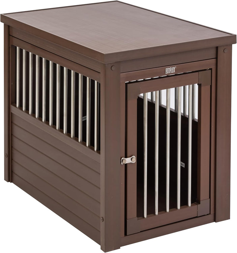 New Age Pet ECOFLEX Large Furniture Style Dog Crate & End Table - Brown / 29.5"L x 21.1"W x 25.2"H