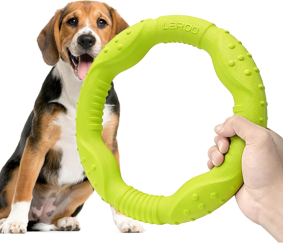 LaRoo Dog Flying Ring Toys, Floating Flying Disc Toys - Green-M