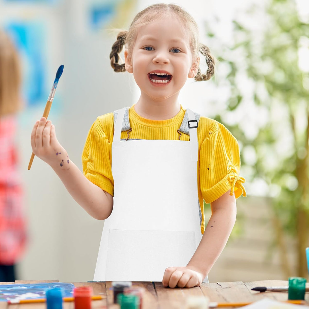 5 Pack Kids Apron Adjustable Children Apron with 2 Pockets Children - White / 5 - image 3