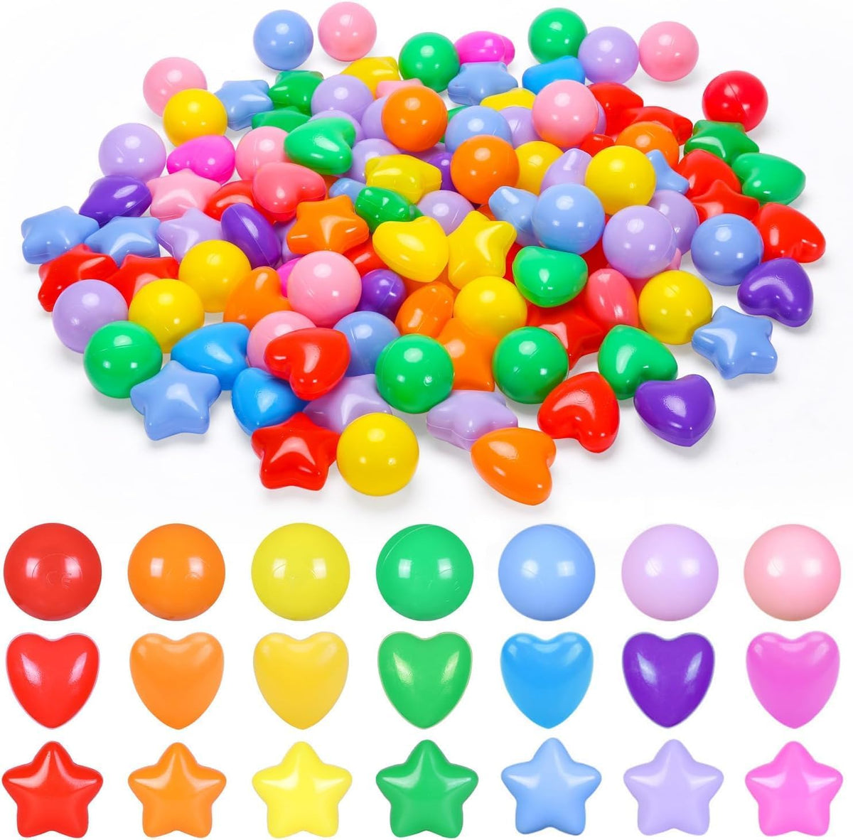 Ball Pit Balls Pack of 100 200 500 - 7colors / 50 balls