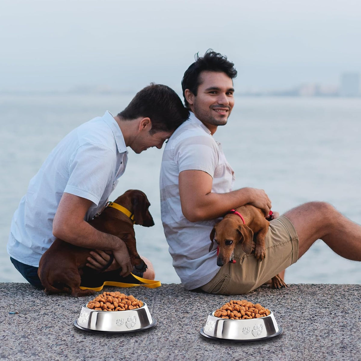 10 Pcs Stainless Steel Dog Bowl Pet Feeding Bowl with Rubber Base - 7 oz - image 4
