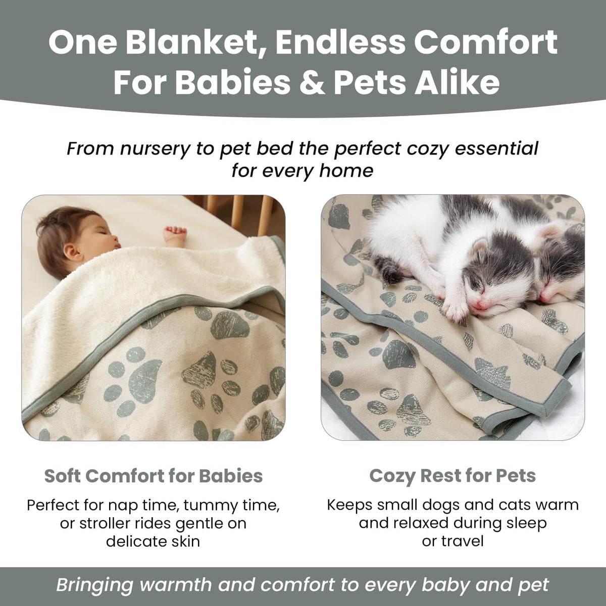 Small Pet Blanket, 100% Organic Cotton - Green - image 3