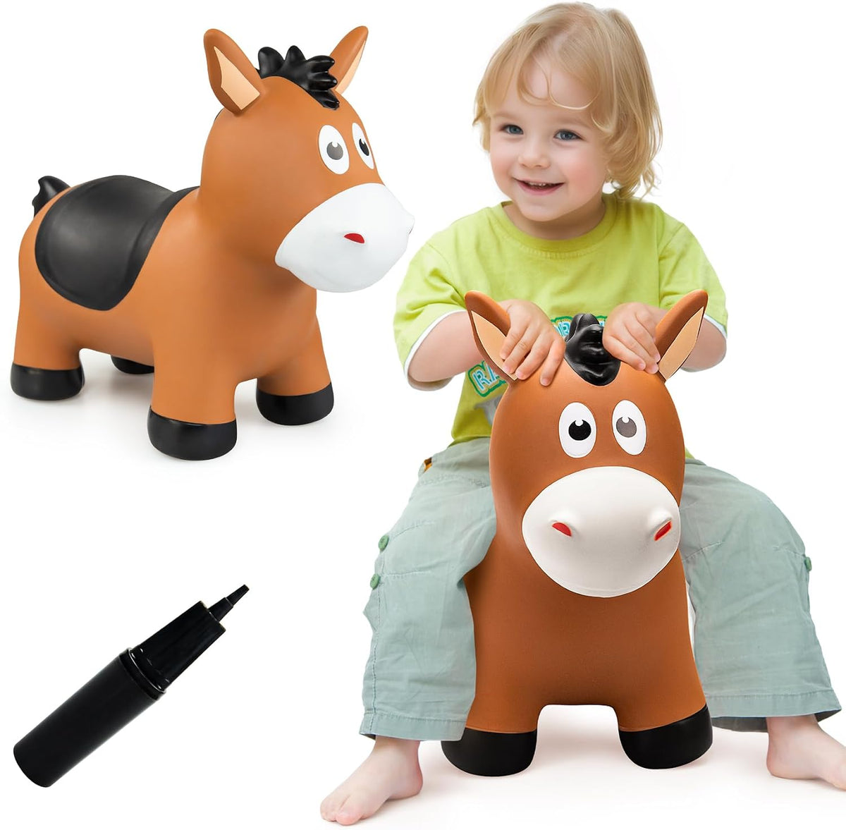 VangeBow Bouncy Horse Animal Hopper Toy for Toddlers 1-5 – Fun for Kids & Family - Black Saddle Horse