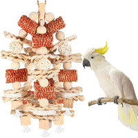 Bird Toys, Natural Corn Cob and Loofah Slices for Large Parrots - Wooden