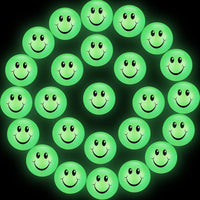 Kasyat 48 glow in the dark smile face bouncing balls in bright colors