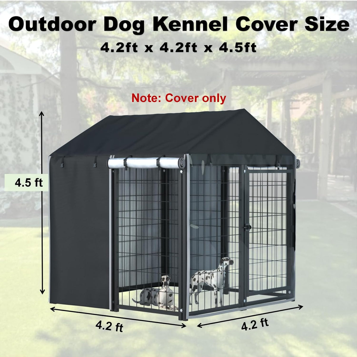 Outdoor Dog Kennel Cover, 8.1'Dx4.1'Wx6H, Full Coverage Black – Essentials for Dogs - Black / 4.2'D x 4.2'W x 4.5'H - image 2