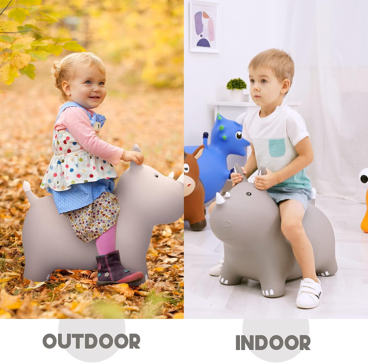 ZOOJOY Inflatable Horse Hopping Toy - Grey Rhino - image 3