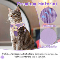 Cat Harness and Leash Set, Escape Proof Soft Vest Walk Pink XS – Essentials for Cats - Romantic Purple / Small - image 4