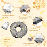 Dog Cone Collar with Enhanced Anti-Licking, Inflatable Dog Cone After Surgery, Adjustable Size with Soft Padding for Small Medium Large Dogs - M+
