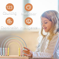 ibwaae wooden rainbow abacus with colorful beads on stainless steel rods - view 4