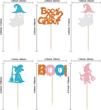 Ephlyn 24 white glitter ghost cupcake toppers for Halloween desserts - view 32