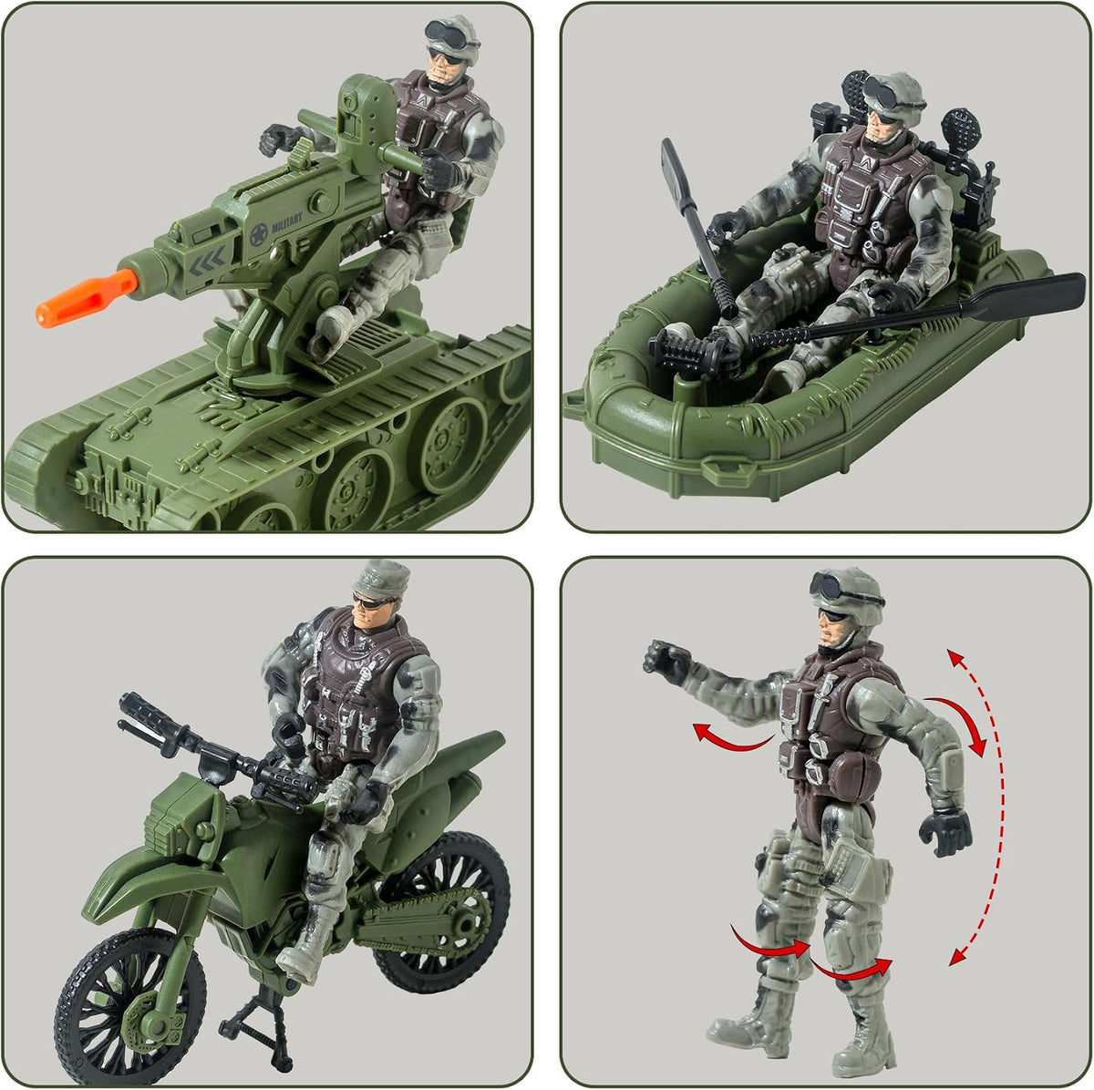 Wbzle army men action figures playset with soldiers, boats, tricycle and quadricycle - view 7