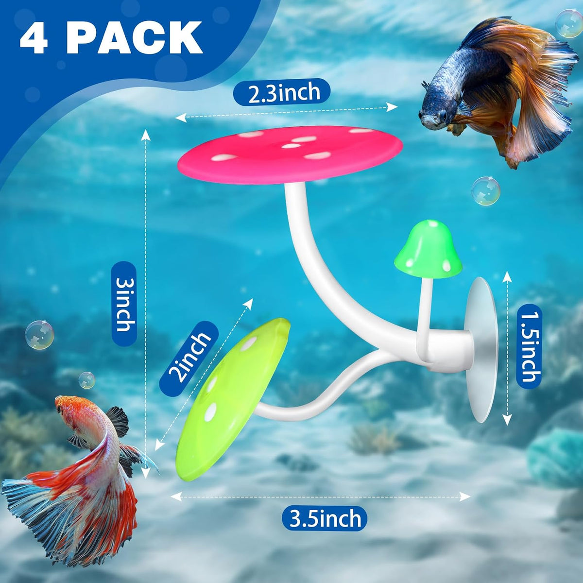 Boao 4 Pcs Betta Fish Bed Leaf Hammock Fish Tank Accessories - Mushroom - image 2
