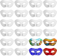 Leyndo blank white paper mache half masquerade masks, 24-pack in classic style