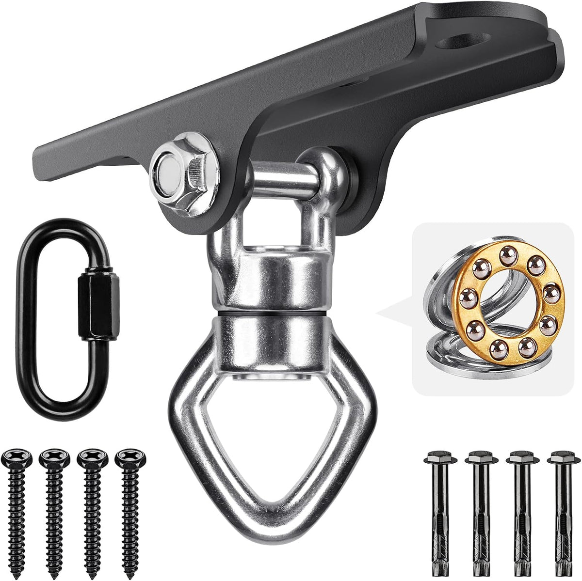 2Pack Heavy Duty Swing Hanger 180° Ceiling Swing Mount 2000 LBS - Ball Bearing 360° Swivel Diamond Hook ( 1 Pack )