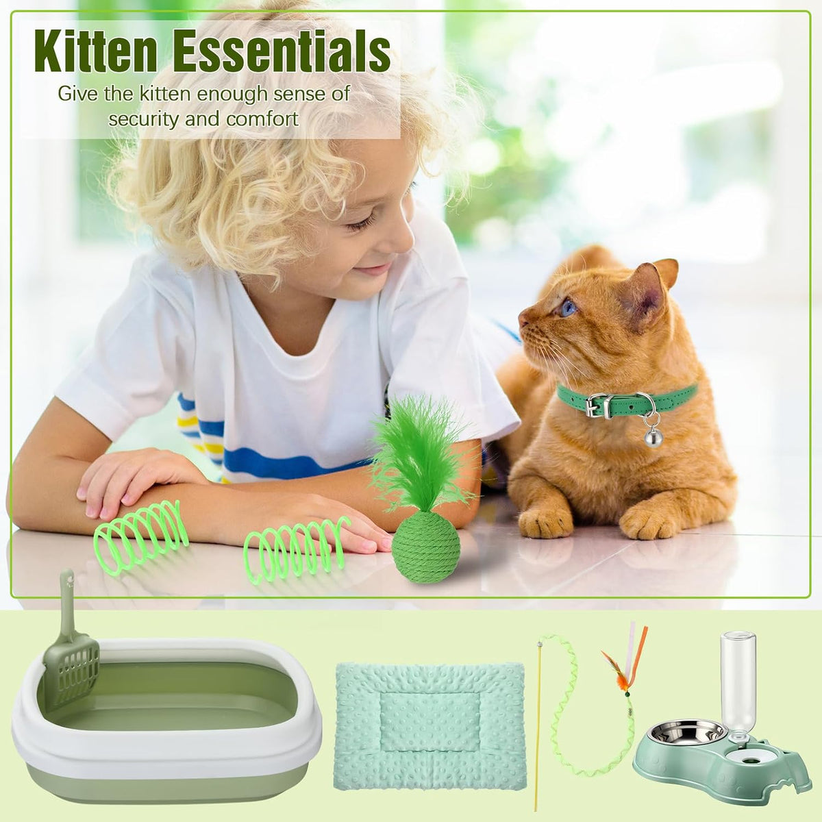 Eccliy 10 Pcs Kitten Starter Kit for Indoor - Classic / Medium / Green - image 4