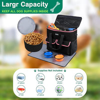 Large Pet Travel Bag Organizer - Dog & Cat Tote with Food Containers, Bowls, Feeding Mat, Perfect for Camping, Hiking (Multi-Pocket Design)