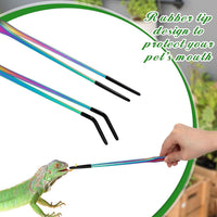 Lasnten 2 Pcs Reptile Feeding Tongs, Long - Colorful / 10 Inch, 10.5 Inch - image 4