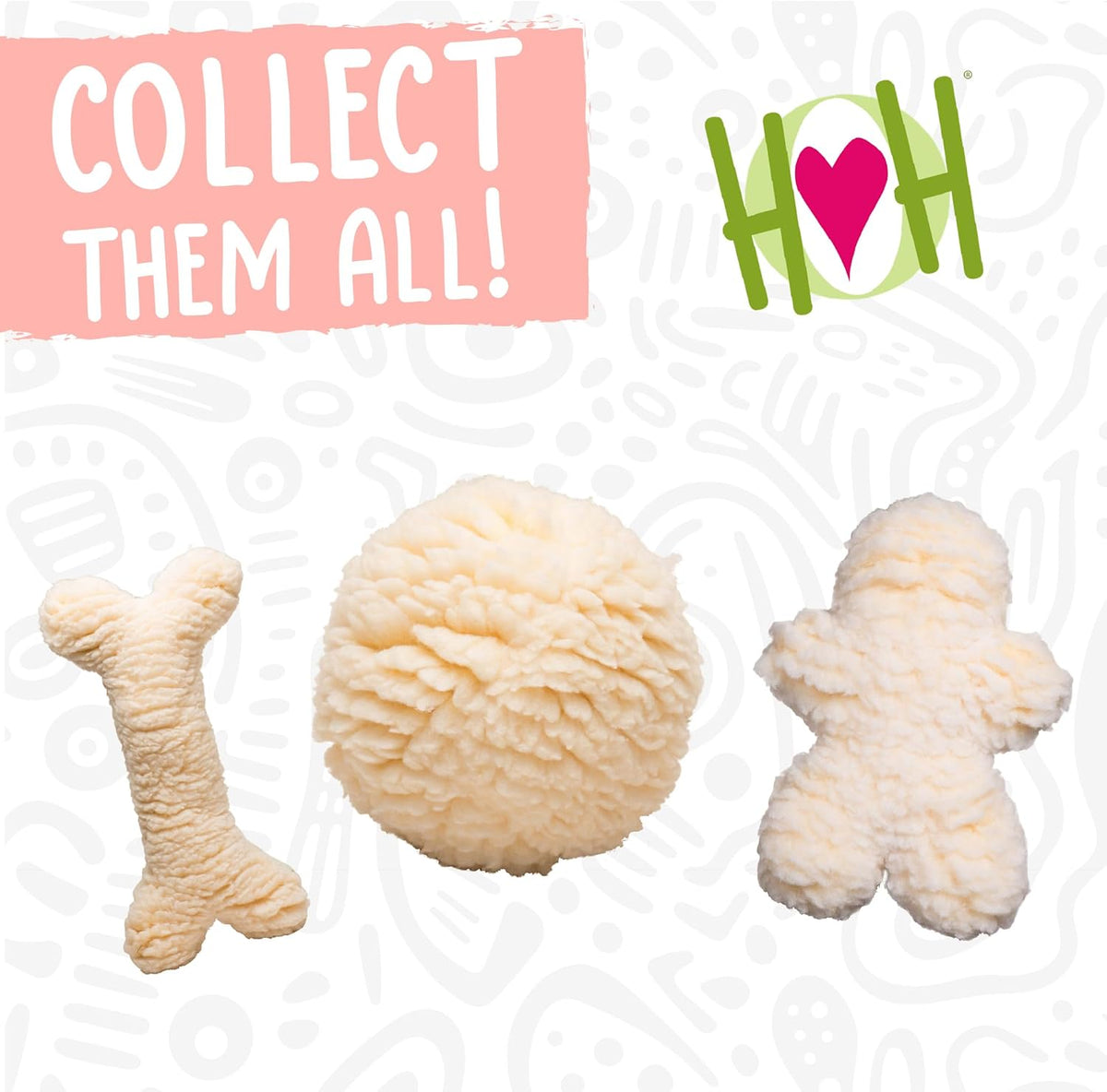 HuggleHounds Plush Ball Dog Toy, Dog Fuzzy Ball Toy - Small / Natural Ball - image 4